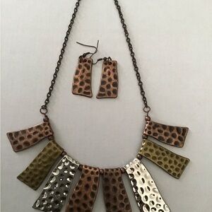 Paparazzi Textured Metal Necklace Set in Earthy Tones